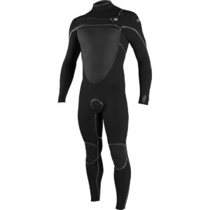 o'neill psycho tech 4/3+mm chest zip full wetsuit, black/black, medium