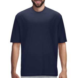 premium wear men's moisture wicking athletic t shirts big tees - short sleeve - nice navy 4xl