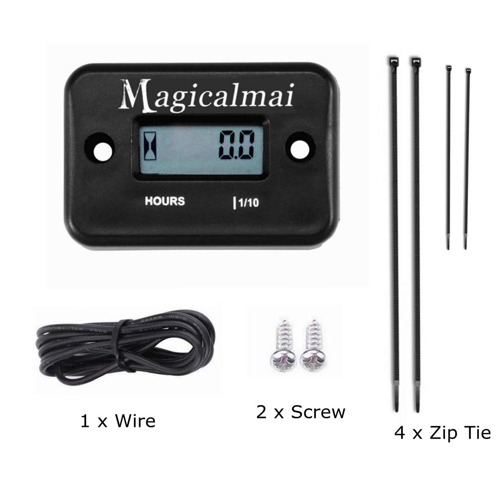 Magicalmai Inductive Hour Meter for Gas Engine Generator Lawn Mower Pressure Washer Marine ATV Boat Outboard Motor Dirt Bike Motorcycle Waterproof Hr Meters - Black