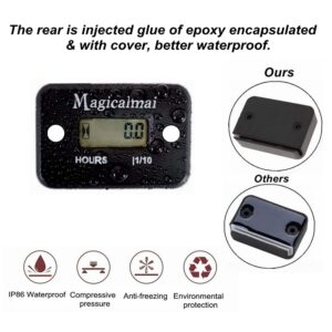 Magicalmai Inductive Hour Meter for Gas Engine Generator Lawn Mower Pressure Washer Marine ATV Boat Outboard Motor Dirt Bike Motorcycle Waterproof Hr Meters - Black