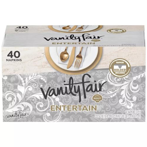 Vanity Fair Dinner Napkins, Pre Folded, 40 CT Silver (1)