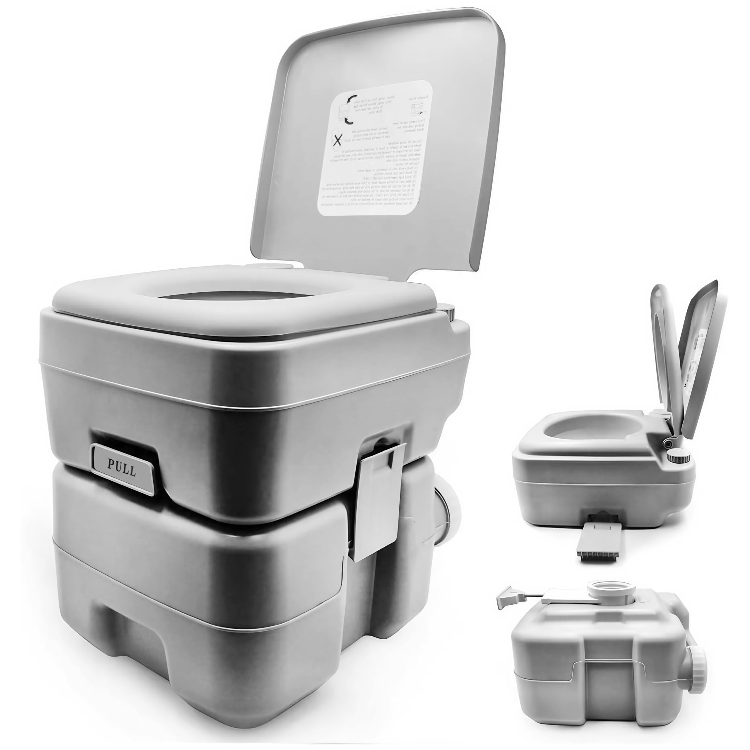 HTTMT - Portable Flush Toilet Commode Potty For Travel Camping Boating Hiking Roadtripping Use On RV Boat Coach Outdoor Indoor & more | 5 Gallon 20L Easy Clean [P/N: ET-Toilet001]