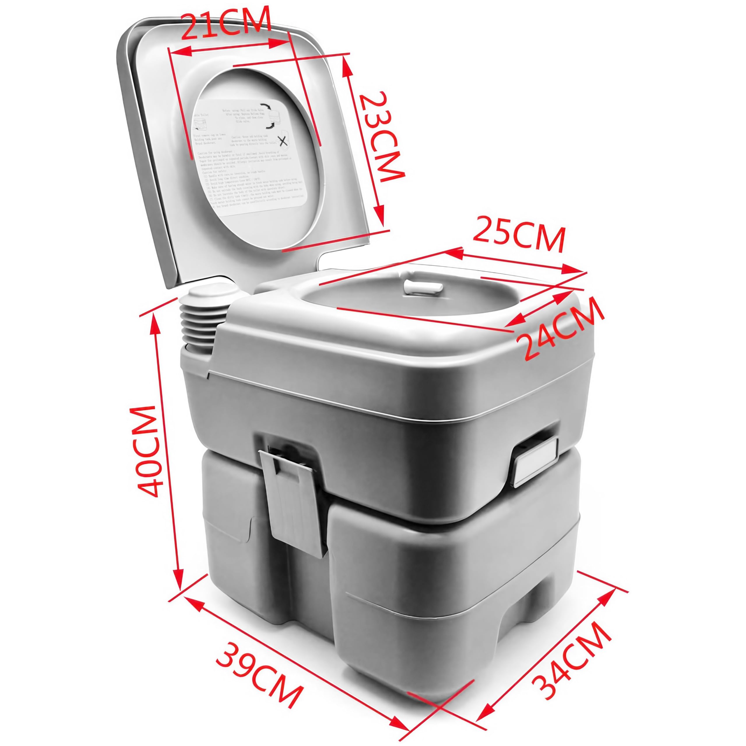 HTTMT - Portable Flush Toilet Commode Potty For Travel Camping Boating Hiking Roadtripping Use On RV Boat Coach Outdoor Indoor & more | 5 Gallon 20L Easy Clean [P/N: ET-Toilet001]