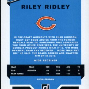 2019 Donruss #336 Riley Ridley Chicago Bears RR (Rated Rookie) NFL Football Card (RC - Rookie Card) NM-MT