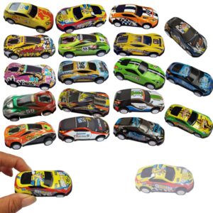 himeeu 18pcs metal pull back racing car toy die cast race car vehicles friction powered toddler boy car toys 2.7 inch