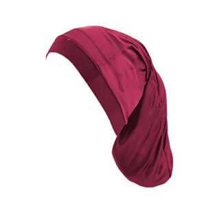 Unisex Spandex Satin Dreadlocks & Braids cap 3 Packed,Night Sleeping Head Covers for Women Men (Wine+Grey+Black)