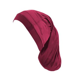 Unisex Spandex Satin Dreadlocks & Braids cap 3 Packed,Night Sleeping Head Covers for Women Men (Wine+Grey+Black)