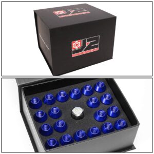 J2 Engineering 20Pcs M12 x 1.25 7075-T6 Aluminum 70mm Open-End Lug Nut w/Socket Adapter (Blue)