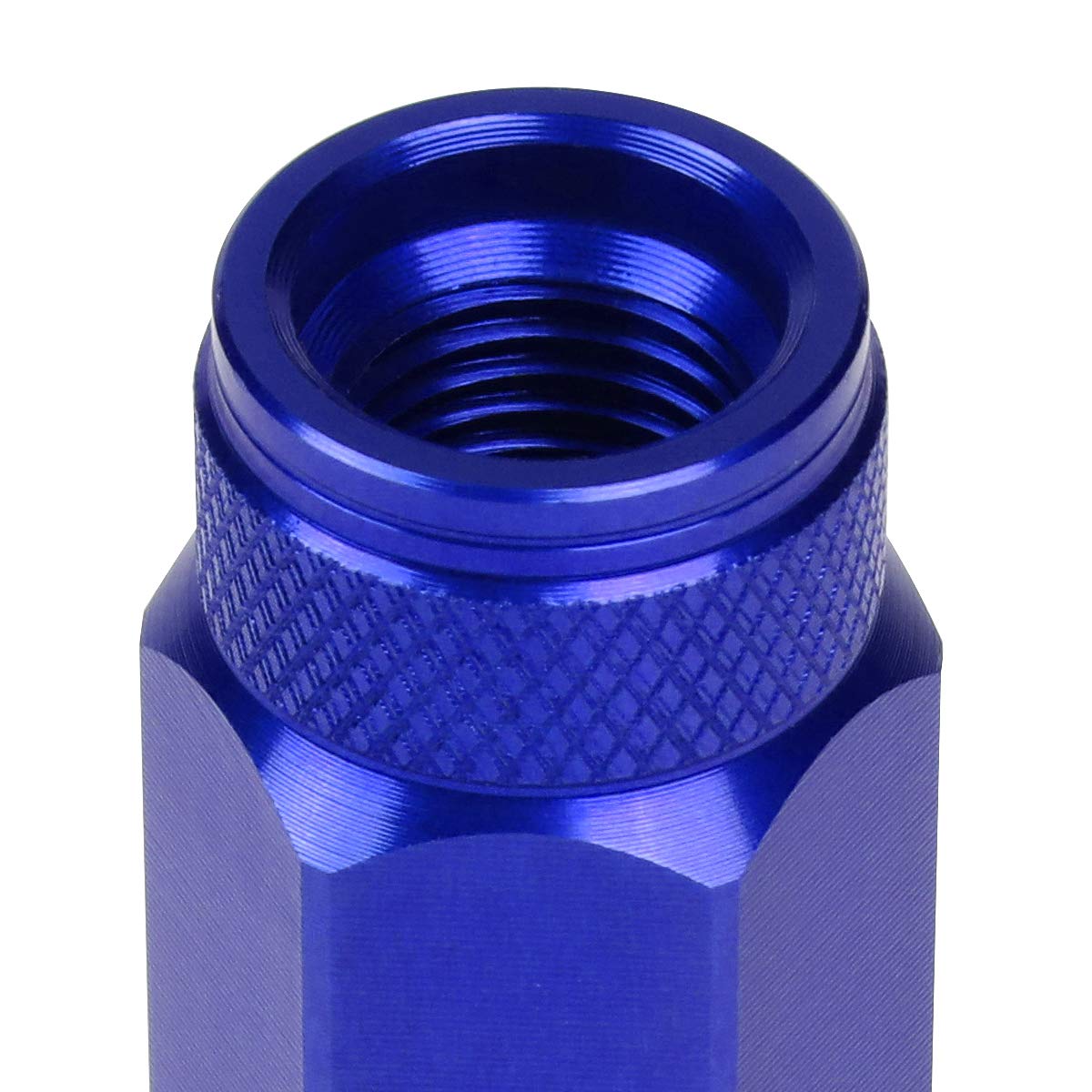 J2 Engineering 20Pcs M12 x 1.25 7075-T6 Aluminum 70mm Open-End Lug Nut w/Socket Adapter (Blue)