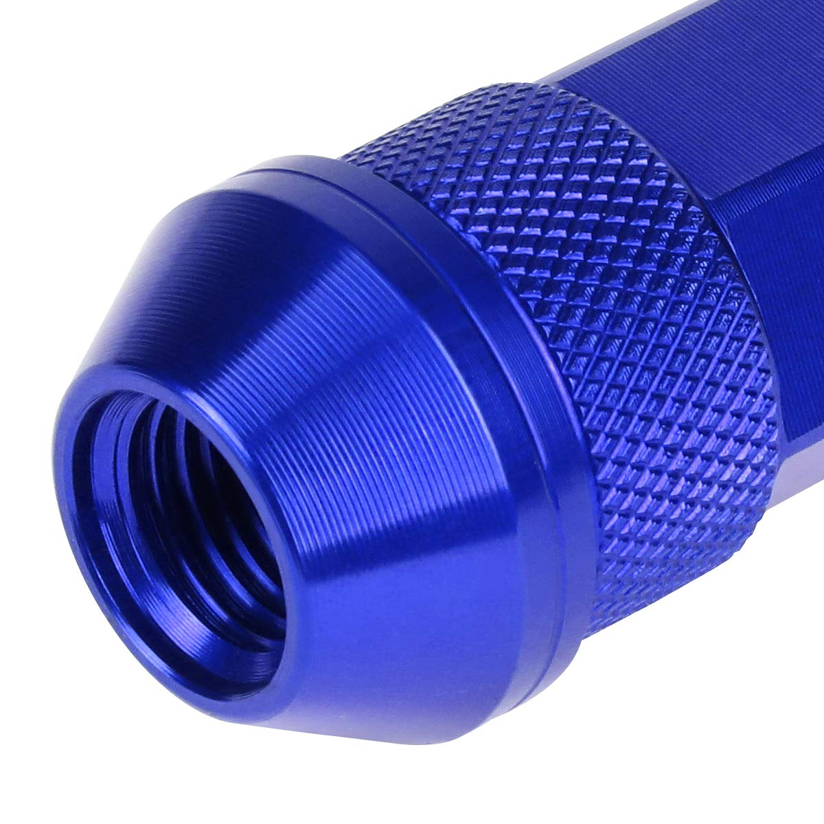 J2 Engineering 20Pcs M12 x 1.25 7075-T6 Aluminum 70mm Open-End Lug Nut w/Socket Adapter (Blue)