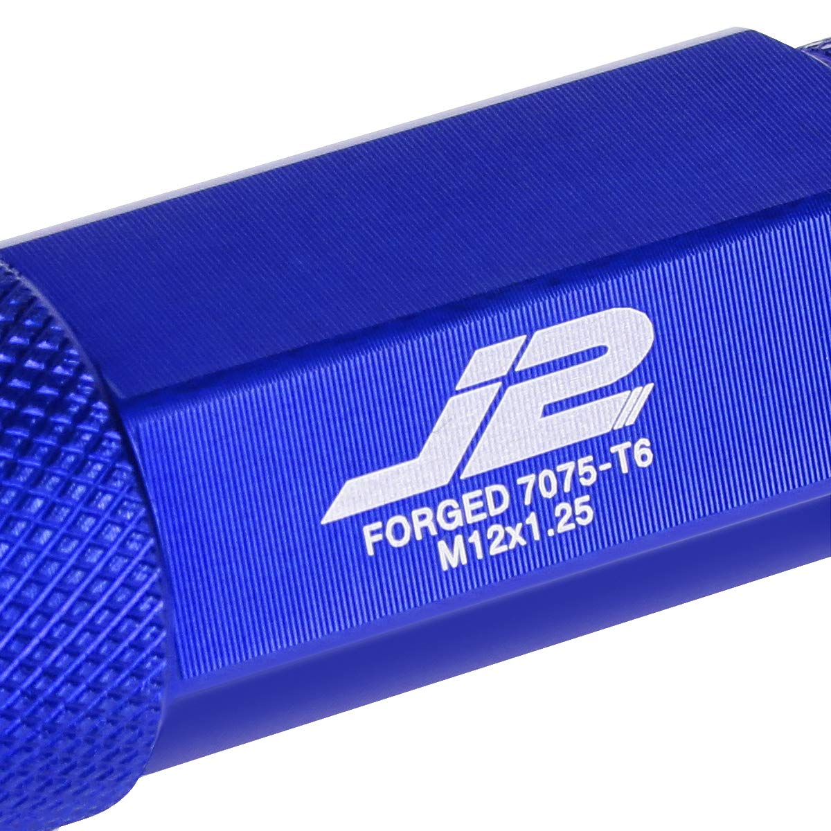 J2 Engineering 20Pcs M12 x 1.25 7075-T6 Aluminum 70mm Open-End Lug Nut w/Socket Adapter (Blue)