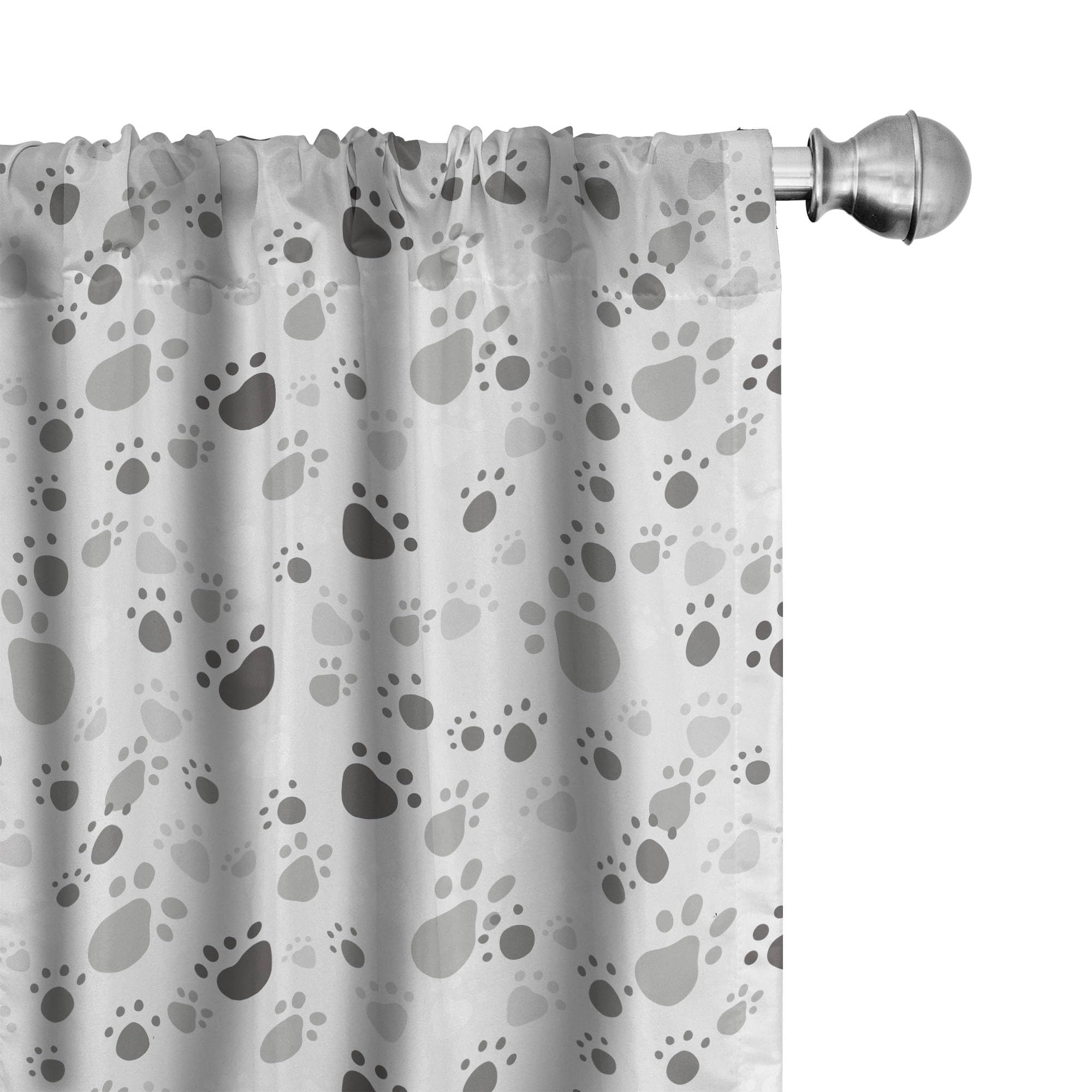 Lunarable Grey Curtains, Pattern with Random Footprints Paw Traces Pet Legs Friendly Cats and Dogs, Window Treatments 2 Panel Set for Living Room Bedroom, Pair of - 28" x 84", Charcoal Grey