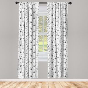 Lunarable Grey Curtains, Pattern with Random Footprints Paw Traces Pet Legs Friendly Cats and Dogs, Window Treatments 2 Panel Set for Living Room Bedroom, Pair of - 28" x 84", Charcoal Grey