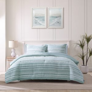 tommy bahama - king duvet cover set, cotton bedding with matching shams & button closure, all season home decor (clearwater cay blue,3pieces, king)