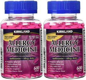 kirkland signature allergy medicine diphenhydramine 25 mg 600 count (pack of 2)