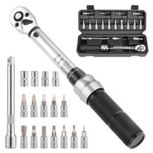 cotouxker bike torque wrench set - 2 to 20 nm – 1/4 inch driver pro mtb bicycle maintenance torque wrench kit tool for road mountain bikes motorcycle multitool