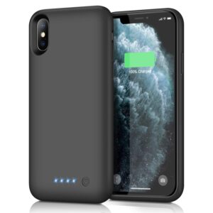 feob battery case for iphone xs max, upgraded 7800mah portable charging case extended battery pack for iphone xs max [6.5 inch] protective charger case - black
