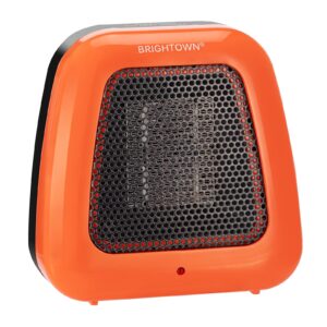 mini space heater, 400w low wattage personal desk heater with tip over protection for office table desk indoors, compact and portable, orange