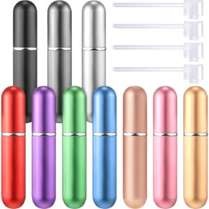 10 pieces travel perfume atomizer portable mini refillable 5 ml perfume empty spray bottle compatible with 4 pieces perfume dispenser pump transfer tool for travel
