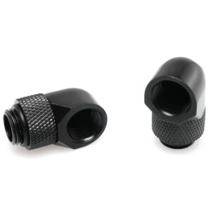 dgzzi g1/4" male to female extender fitting 2pcs black 90 degree elbow thread rotary connector adapte for computer water cooling system