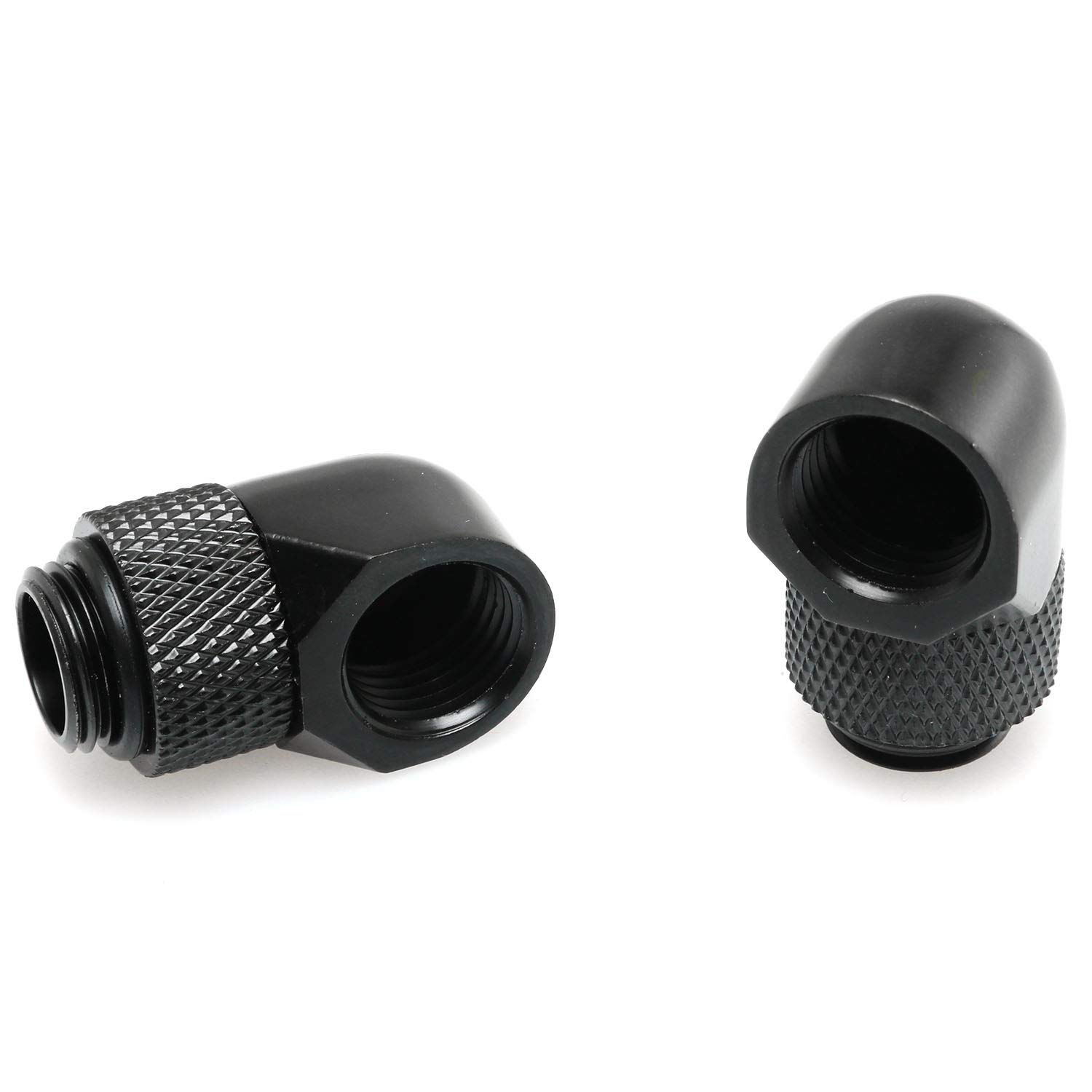 DGZZI G1/4" Male to Female Extender Fitting 2PCS Black 90 Degree Elbow Thread Rotary Connector Adapte for Computer Water Cooling System