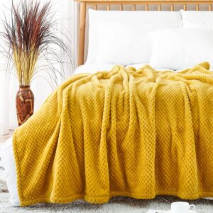 jinchan fleece throw blanket 50"x60" flannel blanket for couch bed throw cozy soft throw blanket living room decor fluffy blanket throw gifts mustard yellow