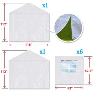 BenefitUSA Carport Side Wall for 10x20 Tent Garage, Replacement Canopy Sidewall White (Side Wall ONLY, Frame NOT Included)