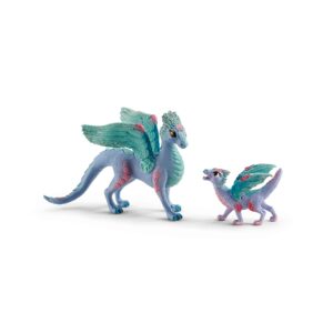 schleich bayala dragon toys and figurines - flying flower mother and small baby dragon, action figure kid toys and dolls, girls and boys ages 5 and above