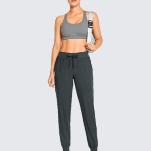 CRZ YOGA Women's Lightweight Workout Joggers 27.5" - Travel Casual Outdoor Running Athletic Track Hiking Pants with Pockets Melanite Small