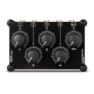 Little Bear MC5 Mini Portable Stereo 4 Channel Audio Mixer Passive Live Studio Console Recording Low Noise (No Power Needed)