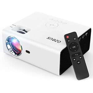 azeus rd-822 mini projector, 7600 lux portable movie projector, support 1080p and up to 200'' display, compatible with hdmi, ps4, vga, av, usb, laptop, phone, tv box [2021 upgrade model]