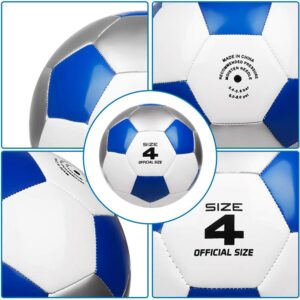 YANYODO Soccer Training Ball Practice Soccer Balls Classic Sizes 3/4/5 for Toddler, Youth, Kids, Teens, Adults, Perfect for Outdoor & Indoor Match or Game, Blue White Silver (Size 4)