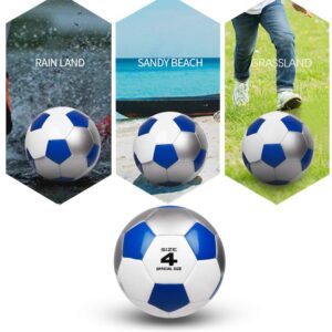 YANYODO Soccer Training Ball Practice Soccer Balls Classic Sizes 3/4/5 for Toddler, Youth, Kids, Teens, Adults, Perfect for Outdoor & Indoor Match or Game, Blue White Silver (Size 4)