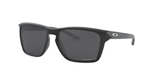 oakley men's oo9448 sylas rectangular sunglasses, matte black/prizm black polarized, 57 mm