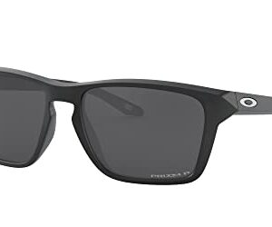 Oakley Men's OO9448 Sylas Rectangular Sunglasses, Matte Black/Prizm Black Polarized, 57 mm