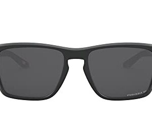 Oakley Men's OO9448 Sylas Rectangular Sunglasses, Matte Black/Prizm Black Polarized, 57 mm