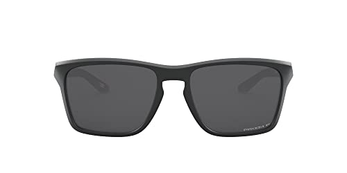 Oakley Men's OO9448 Sylas Rectangular Sunglasses, Matte Black/Prizm Black Polarized, 57 mm