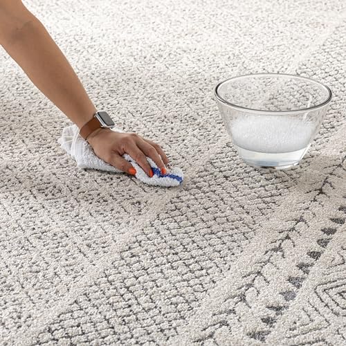 Livabliss Melodie Boho Farmhouse Area Rug,6'7" Square,Beige