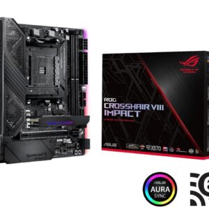 Asus ROG (X570) Crosshair VIII Impact, AMD, AM4, Ryzen 3000, (Mini-DTX) SFF Gaming Motherboard with PCIe 4.0, On-board Wifi 6 (802.11Ax), Intel LAN, SATA 6GB/s, USB 3.2 Gen 2, SO-DIMM.2 and Aura Sync