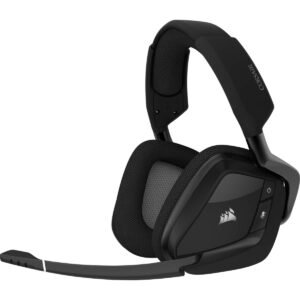 corsair void elite rgb wireless gaming headset (7.1 surround sound, low latency 2.4 ghz wireless, 40ft wireless range, customisable rgb lighting, durable aluminium with pc, ps4 compatibility) - black
