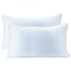 clara clark cooling pillows for sleeping - memory foam pillows - luxury gel pillow with reversible cover cool to velvety - breathable bed pillows for side sleepers - king - 18 x 36-2 pack