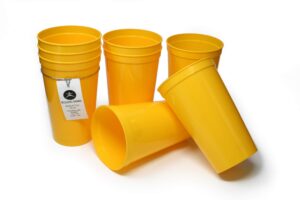 rolling sands 22 ounce reusable plastic stadium cups yellow, 8 pack, made in usa, bpa-free dishwasher safe plastic tumblers