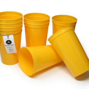 Rolling Sands 22 Ounce Reusable Plastic Stadium Cups Yellow, 8 Pack, Made in USA, BPA-Free Dishwasher Safe Plastic Tumblers