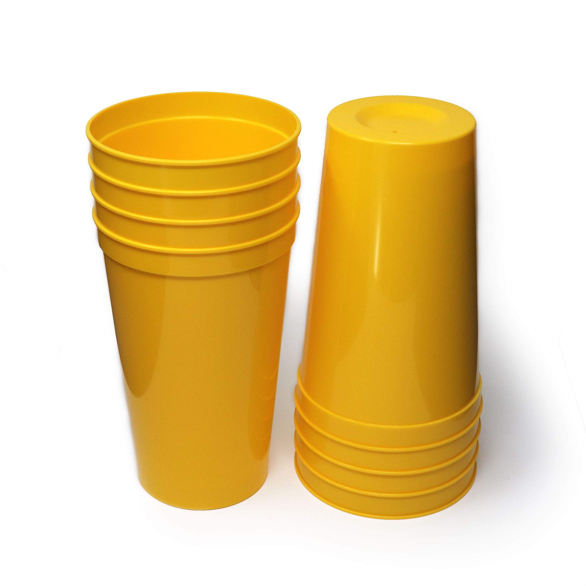 Rolling Sands 22 Ounce Reusable Plastic Stadium Cups Yellow, 8 Pack, Made in USA, BPA-Free Dishwasher Safe Plastic Tumblers