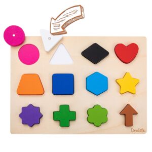 magnetic wooden educational shape puzzle - learn colors & shape recognition toy – toddler preschool game – kids montessori education