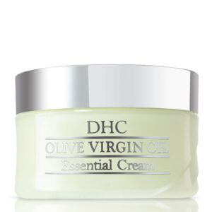 dhc olive virgin oil essential cream, moisturizer, hydrating, promotes skin elasticity, radiant, fragrance and colorant free, ideal for all skin types, 1.7 oz. net wt.