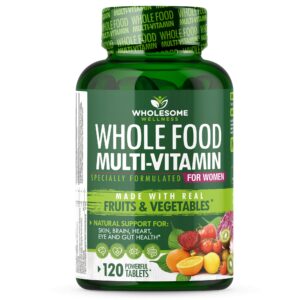 whole food multivitamin for women - natural multi vitamins, minerals, organic extracts - 120 tablets