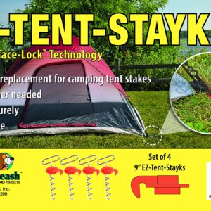 IntelliLeash EZ-Tent-Stayk (4 Pack): Secure Stakes for Tents, Canopies, & More - No Hammer Needed!