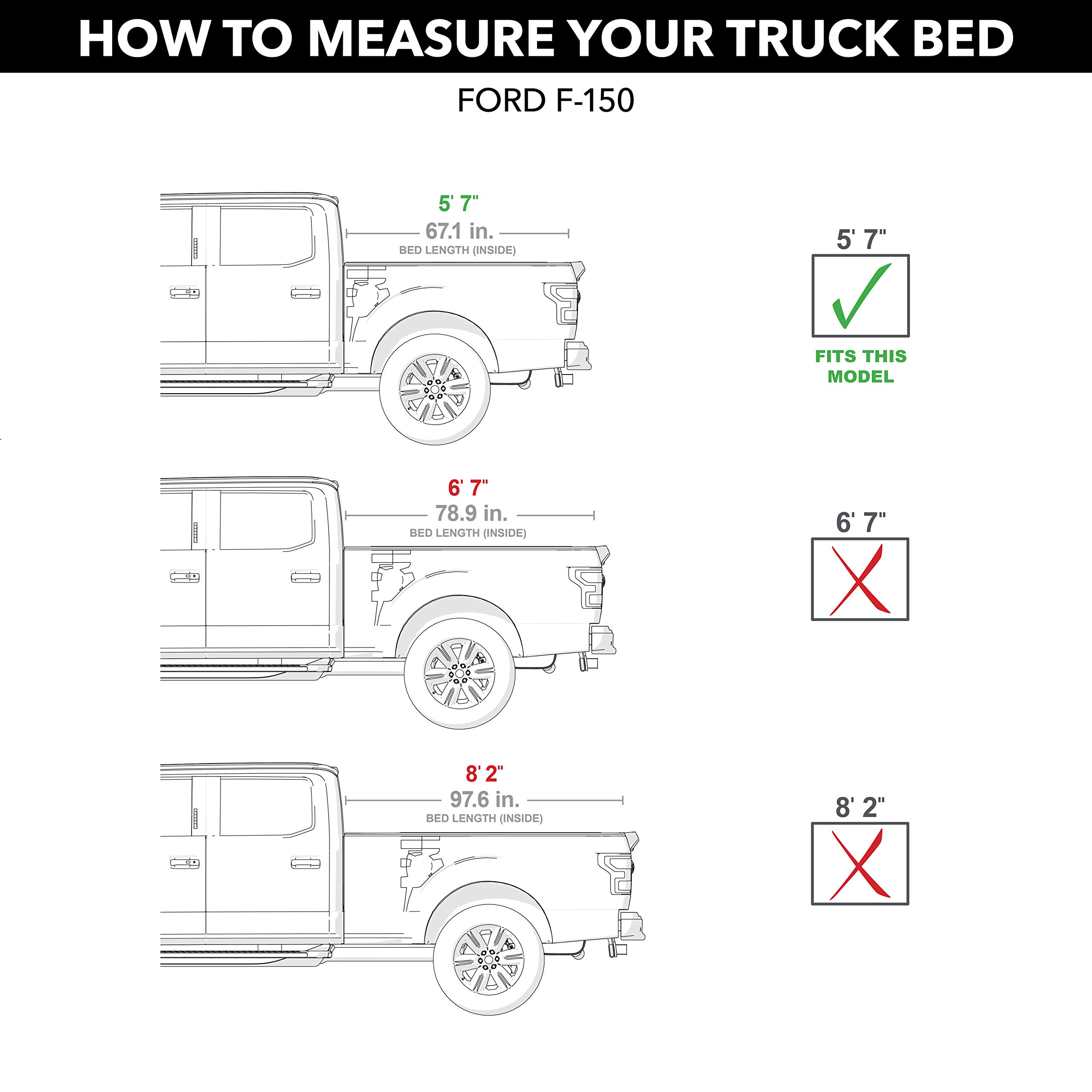 RealTruck Gator EFX Hard Tri-Fold Truck Bed Tonneau Cover | GC24019 | Fits 2015-2020 Ford F-150 (incl. Raptor) 5' 7" Bed (67.1")