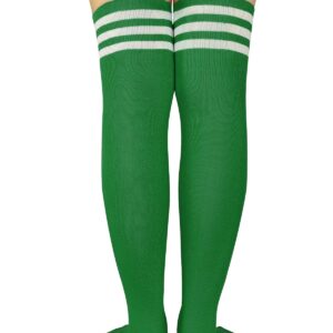 Century Star Women's Colorful Thigh High Socks Halloween Coplay Over the Knee Socks Cheerlead Costumes for Athletic Green White One size